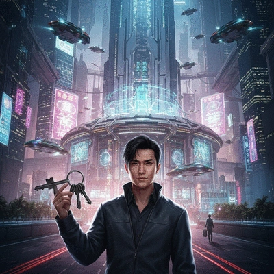 Personne tenant un trousseau de clés devant une porte sécurisée