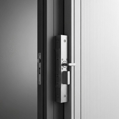 Gros plan sur une porte blindée moderne avec une serrure multipoint, mettant en évidence la sécurité et la robustesse.