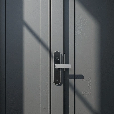 Serrure biométrique moderne sur une porte d'entrée