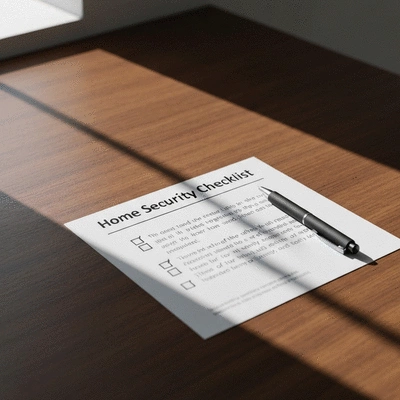 Checklist de sécurité imprimée sur un bureau
