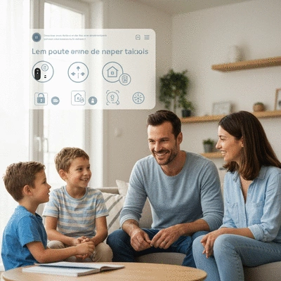 Famille discutant des pratiques de sécurité à la maison, renforçant la sécurité collective à Avignon